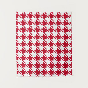Red Houndstooth Repeating Pattern Tapestry