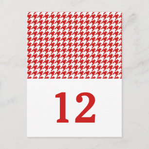 Red Houndstooth Table Number Postcard