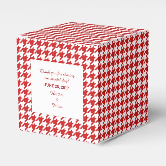 Red Houndstooth Wedding Favour Box (Front Side)