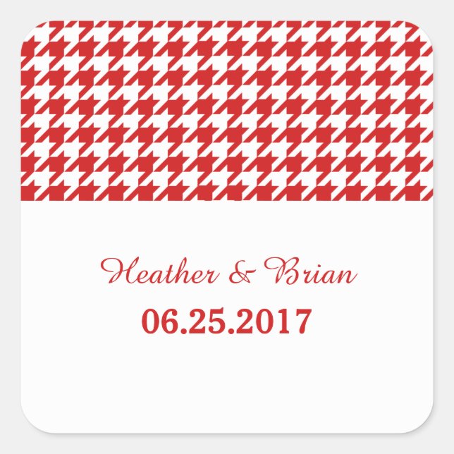 Red Houndstooth Wedding Stickers (Front)