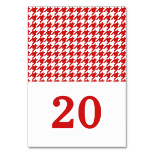 Red Houndstooth Wedding Table Card
