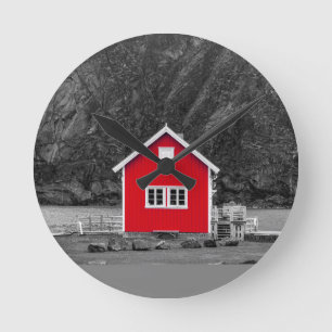 Red House Color Pop Round Clock