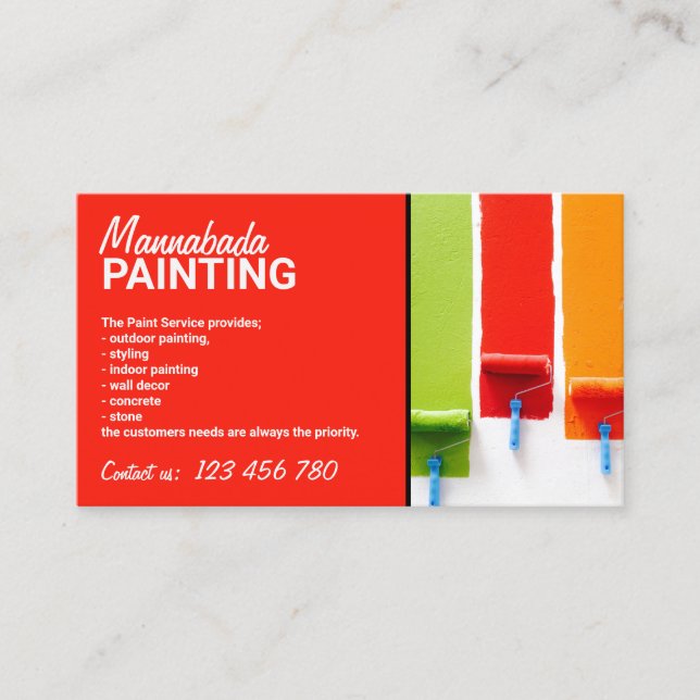 Red House Interior Wall Painting Service Business Card (Front)