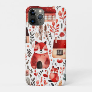 Red houses and houses cute Paper Sheet Case-Mate iPhone Case