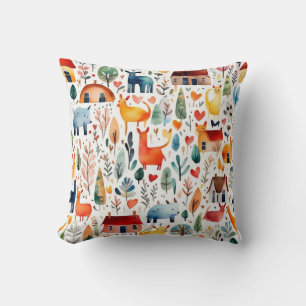 Red houses and houses cute Paper Sheet Cushion