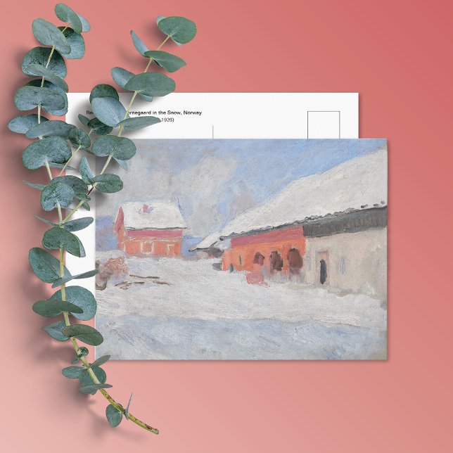 Red Houses Snow Norway Monet Postcard (Creator Uploaded)