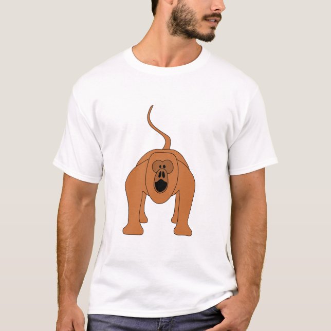 Red Howler Monkey Cartoon T-Shirt (Front)