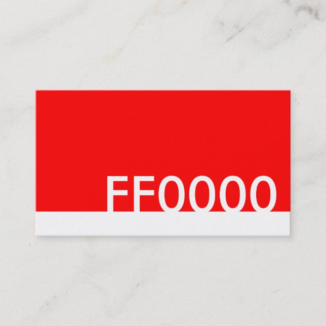 red html colour code FF0000 Business Card (Front)