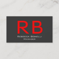 Red Huge Letters Monogram Manager Business Card