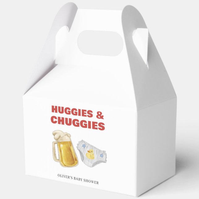 Red Huggies Chuggies Beer Diaper Boy Baby Shower  Favour Box (Back)