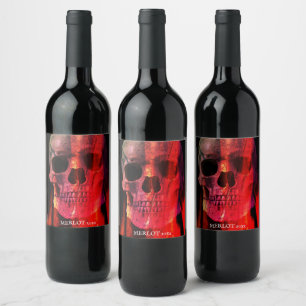 Red Human Skull Custom Wine Labels