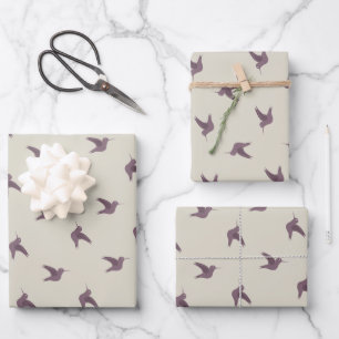 red hummingbird pattern  wrapping paper sheet