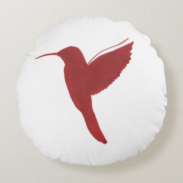 Red Hummingbird Round Cushion (Front)
