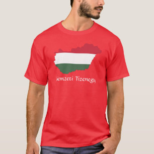 RED Hungary Flag Map Nemzeti Tizenegy T-Shirt