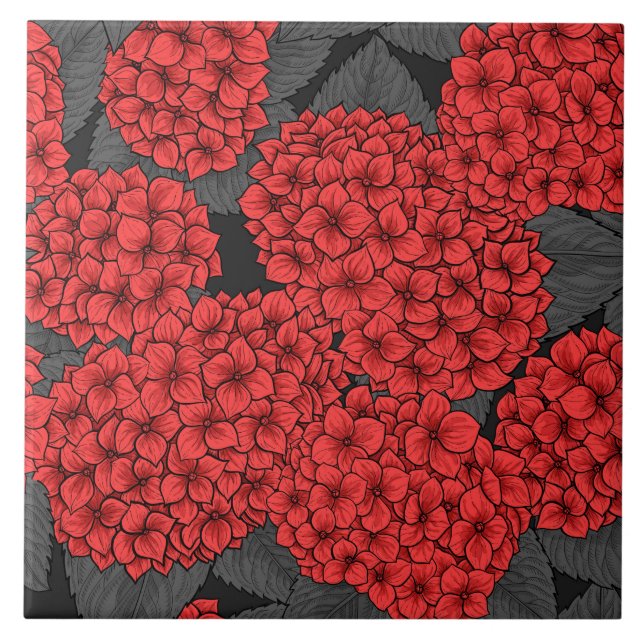 Red hydrangea tile (Front)