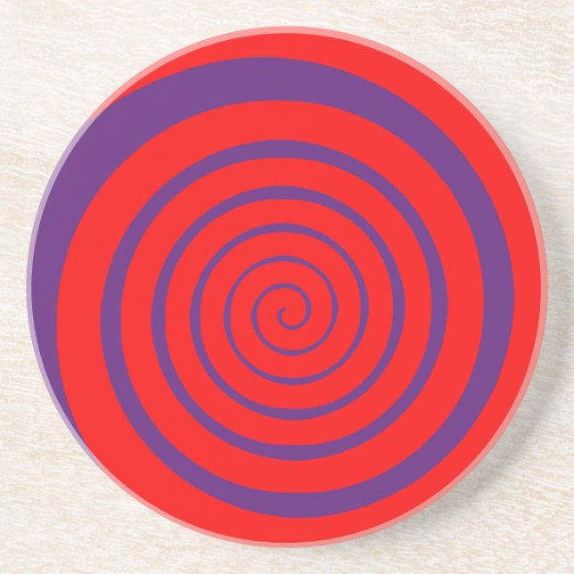 red hypnotic spiral image coaster (Front)