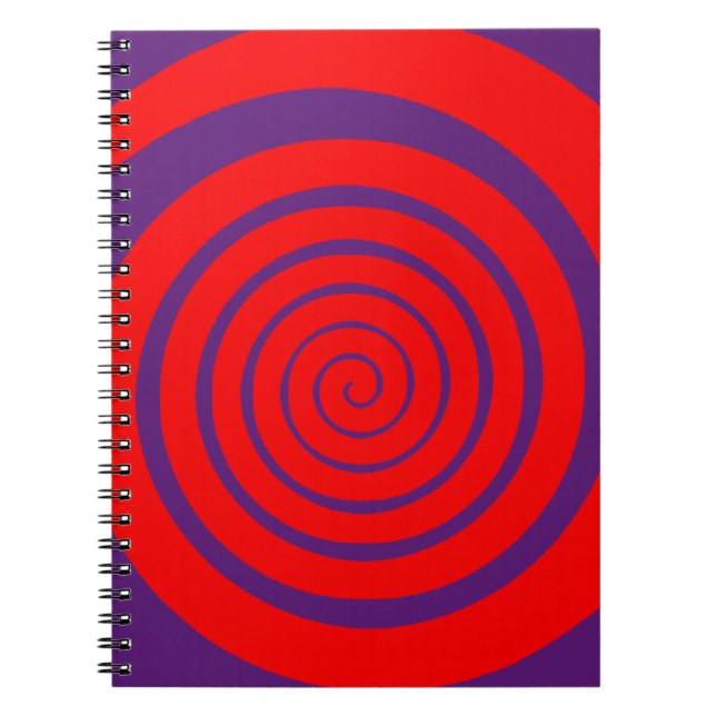 red hypnotic spiral image notebook (Front)