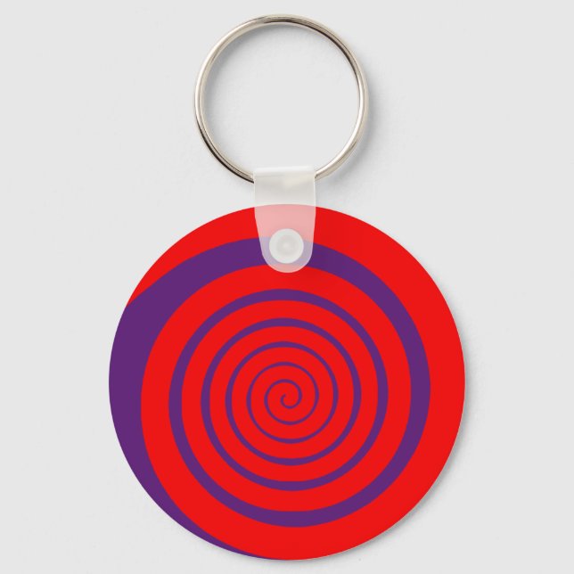 red hypnotic spiral key ring (Front)