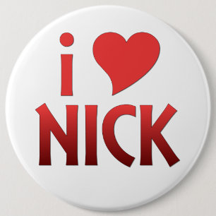 Red   I Heart Nick Extra Large Button