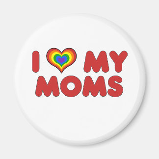 Red I Love My Moms Magnet