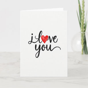 Red I Love You Heart Script Card