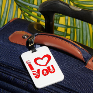Red I Love You Minimalist Heart Graphic Luggage Tag