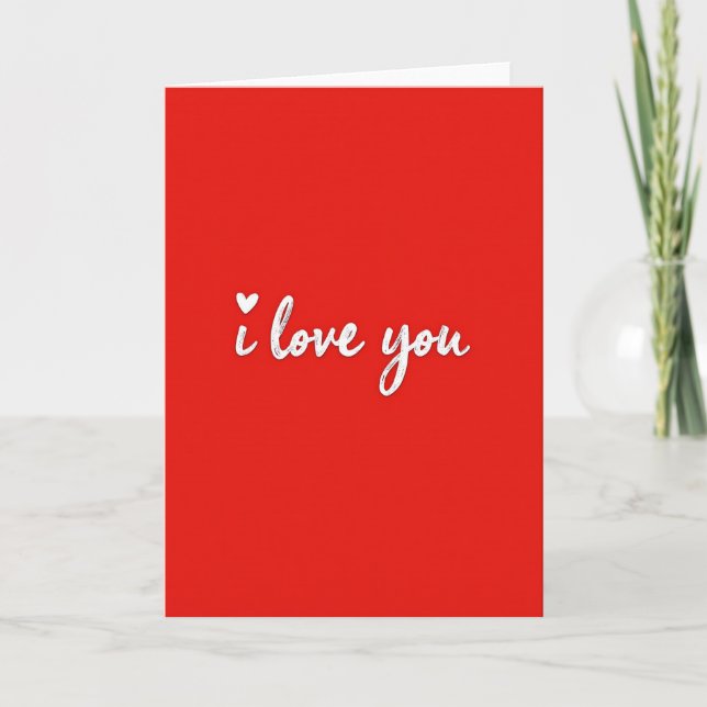 Red I Love You Script Valentines Card (Front)