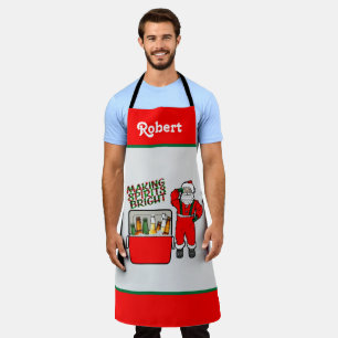Red Ice Chest With Beer And Santa Apron