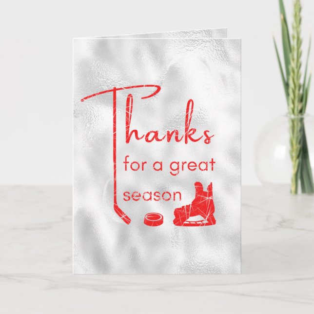Red ice - Great season hockey coach thank you card (Front)
