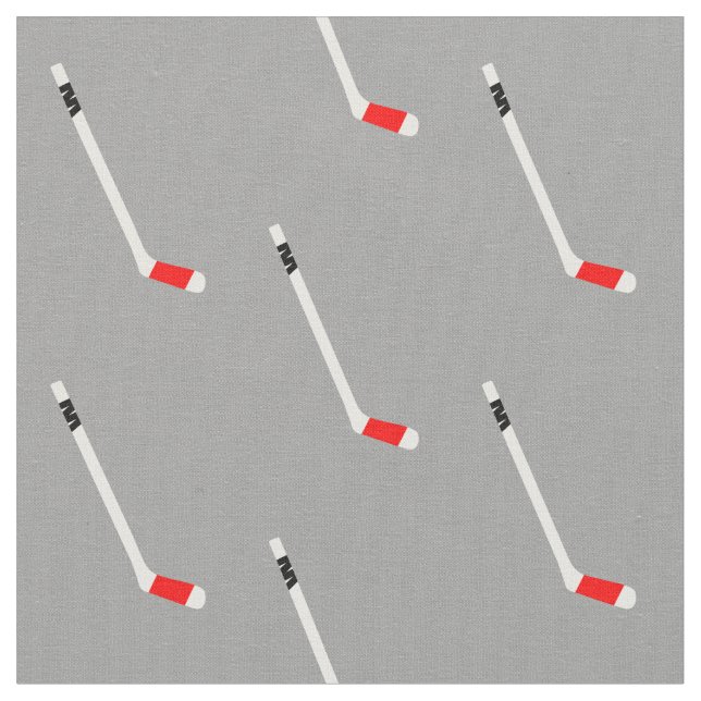 Red Ice Hockey Stick Pattern Fabric (Close Up)