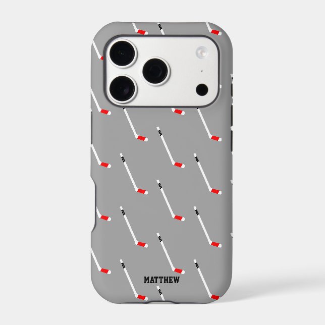 Red Ice Hockey Stick Pattern Personalised (Back)