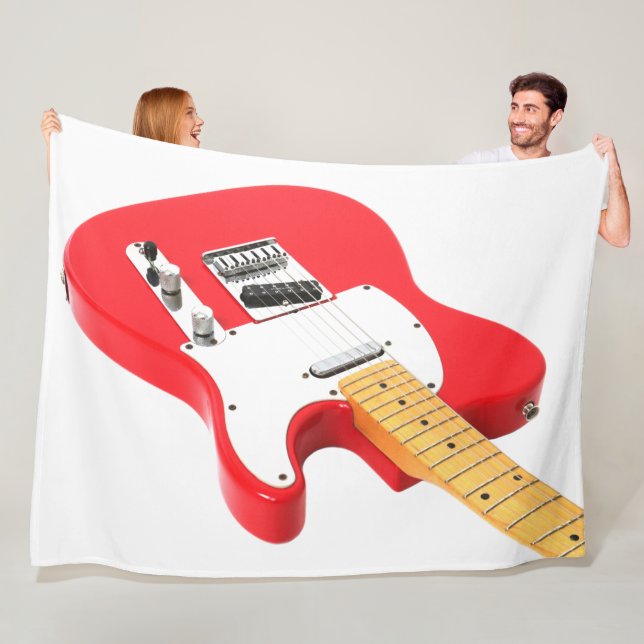 RED ICONIC ELECTRIC GUITAR FLEECE BLANKET (In Situ)