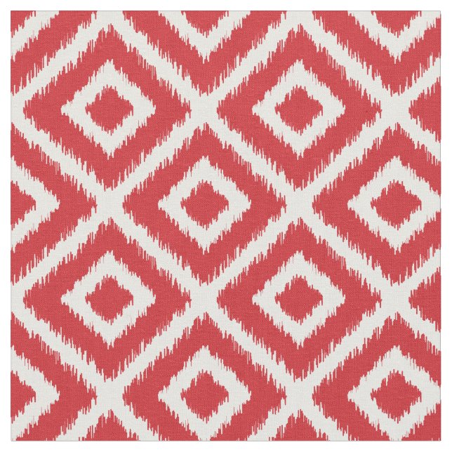 Red Ikat Diamonds Fabric (Close Up)