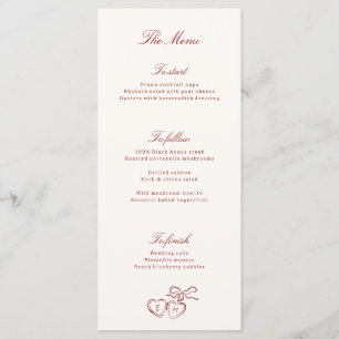 Red Illustrated Locket Whimsical Wedding Menu