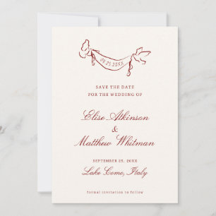 Red Illustrated Whimsical Wedding Save The Date