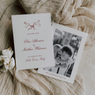 Red Illustrated Whimsical Wedding Save The Date