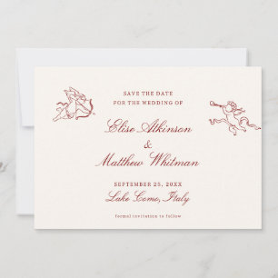 Red Illustrated Whimsical Wedding Save The Date