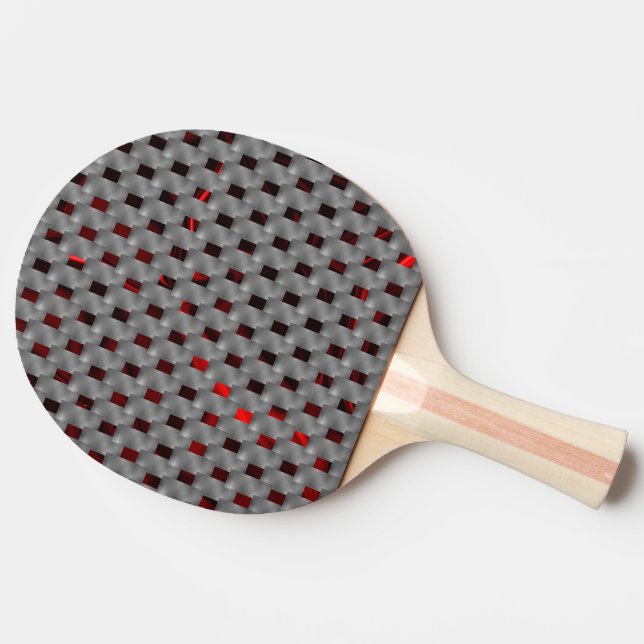 Red image under grey plates, rectangular shapes ping pong paddle (Side)