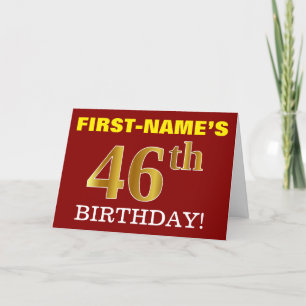 Red, Imitation Gold "46th BIRTHDAY" Birthday Card