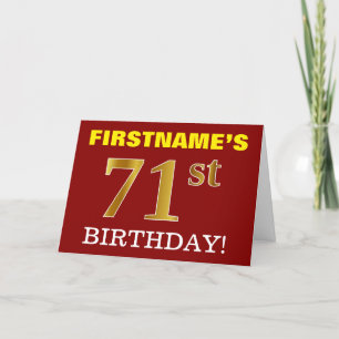 Red, Imitation Gold "71st BIRTHDAY" Birthday Card