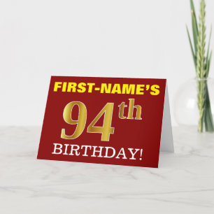 Red, Imitation Gold "94th BIRTHDAY" Birthday Card