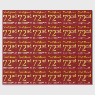 Red, Imitation Gold Look "72nd BIRTHDAY" Wrapping Paper