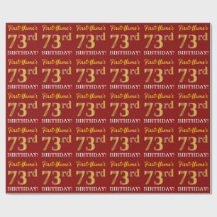 Red, Imitation Gold Look "73rd BIRTHDAY" Wrapping Paper