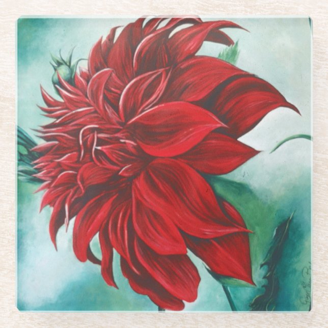 Red in Furry Glass Coaster (Front)