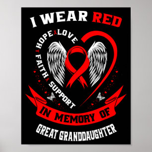 Red In Memory Of Great Granddaughter Heart Disease Poster