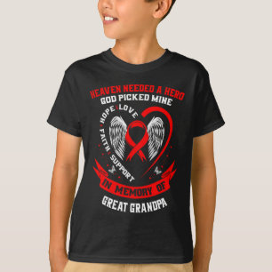 Red In Memory Of Great Grandpa Heart Disease Aware T-Shirt