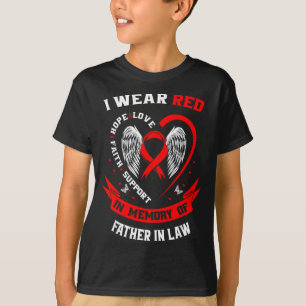 Red In Memory Of My Father In Law Heart Disease Aw T-Shirt