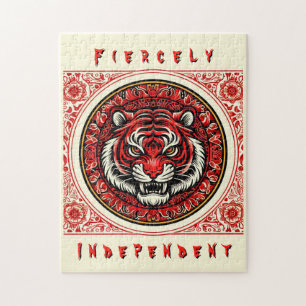 Red Independent Tiger Jigsaw Puzzle