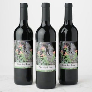 Red Indian Paintbrush Flowers in the Forest Wine Label
