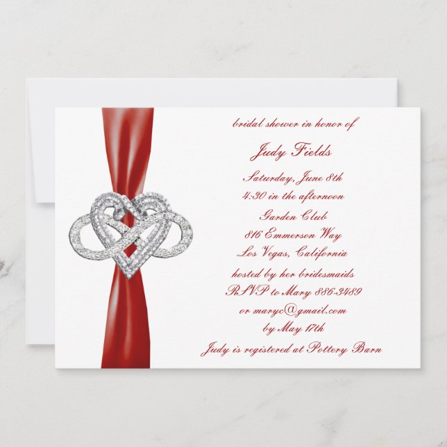 Red Infinity Heart Bridal Shower Invitation (Front)